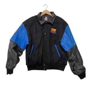 Genesis HBO Sports World Championship Boxing Leather Jacket Black/Blue Mens XL